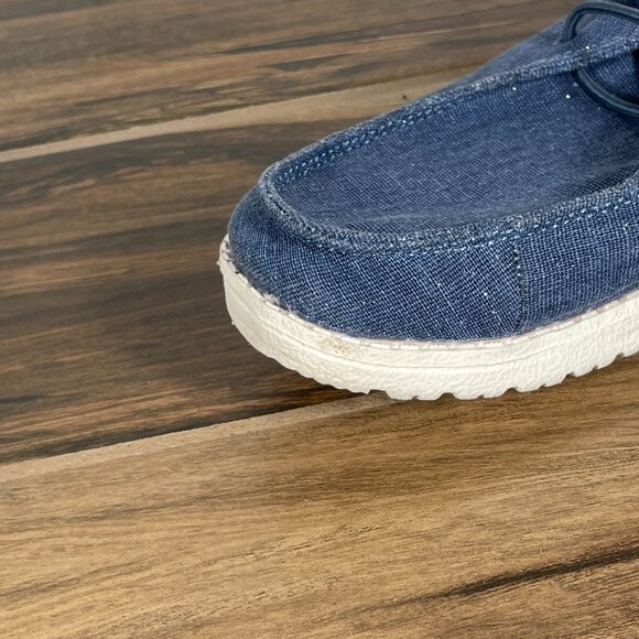 Hey Dude Wendy Womens Size 6 Shoes Sparkling Denim Blue Moc Toe Comfort Slip On - Picture 6 of 13